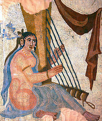 A Sassanian woman playing the harp